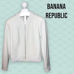 Banana Republic Textured Cream / Eggshell White Bomber Jacket, L